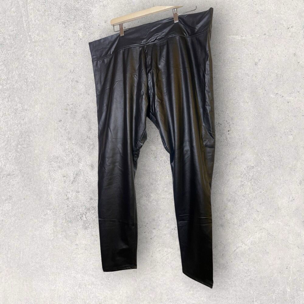 Agnes & Dora Leggings Womens XXXL Black Faux Leather Ankle Elastic Pants 20-22